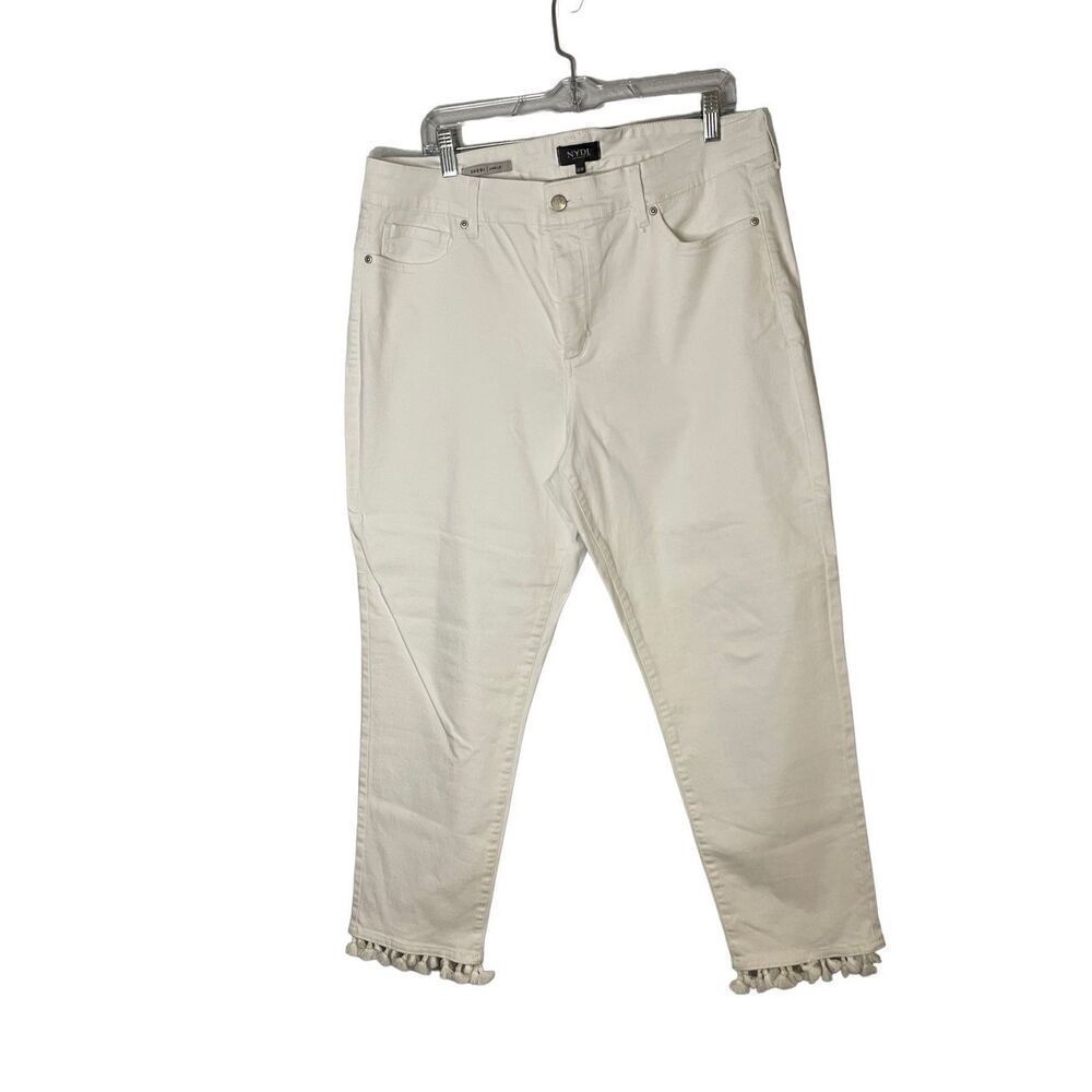 NYDJ PLUS Sherri Ankle Tassel Hem  White Women’s Size 16W